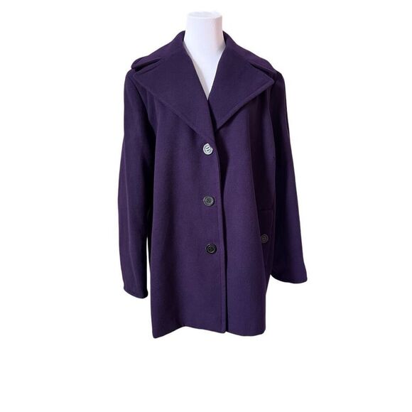 Calvin Klein Wide Lapel Purple Winter Pea Coat sz 2X Outerwear Super Soft - Picture 1 of 13